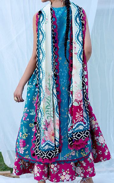 Republic Pacific Blue Lawn Suit | Pakistani Lawn Dress in USA- Image 2
