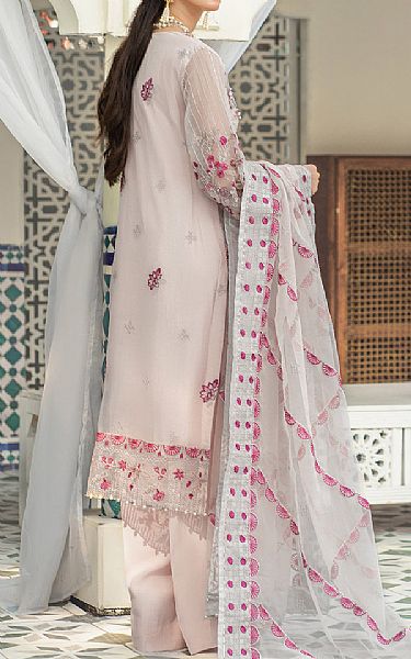 Resham Ghar Light Grey/Pink Organza Suit | Pakistani Embroidered Chiffon Dresses- Image 2