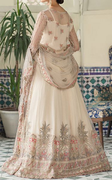 Resham Ghar Ivory Net Suit | Pakistani Embroidered Chiffon Dresses USA- Image 2