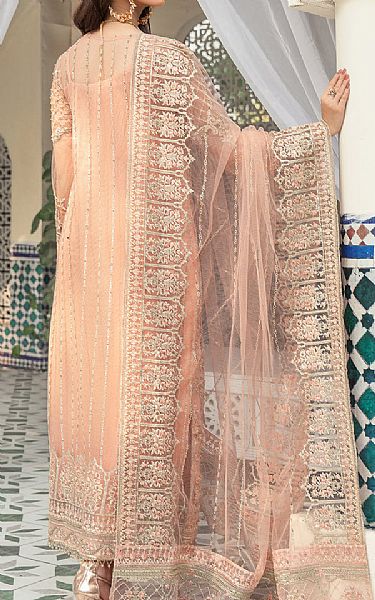 Resham Ghar Peach Net Suit | Pakistani Embroidered Chiffon Dresses USA- Image 2