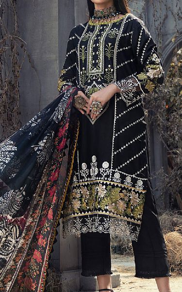 Resham Ghar Black Silk Suit | Pakistani Dresses in USA- Image 1