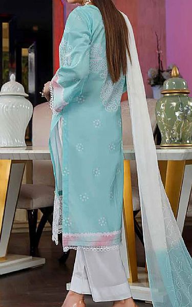 Riaz Arts Light Turquoise Lawn Suit | Pakistani Dresses in USA- Image 2