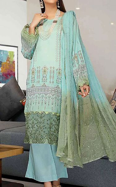 Riaz Arts Sky Blue Lawn Suit | Pakistani Dresses in USA- Image 1
