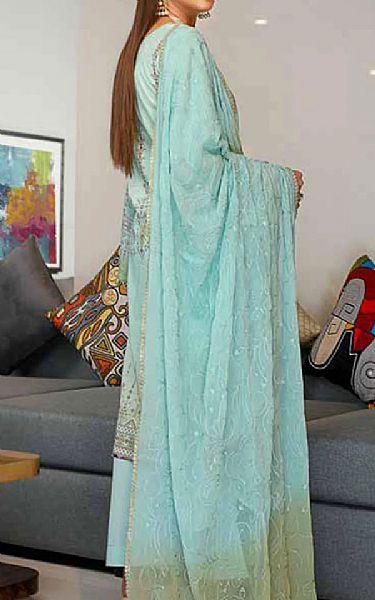 Riaz Arts Sky Blue Lawn Suit | Pakistani Dresses in USA- Image 2