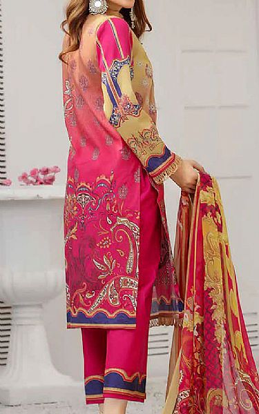 Riaz Arts Sand Gold/Magenta Lawn Suit | Pakistani Dresses in USA- Image 2