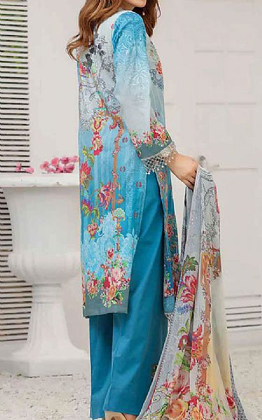 Riaz Arts Turquoise Lawn Suit | Pakistani Dresses in USA- Image 2