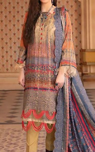 Riaz Arts Multi Color Slub Suit | Pakistani Dresses in USA- Image 1