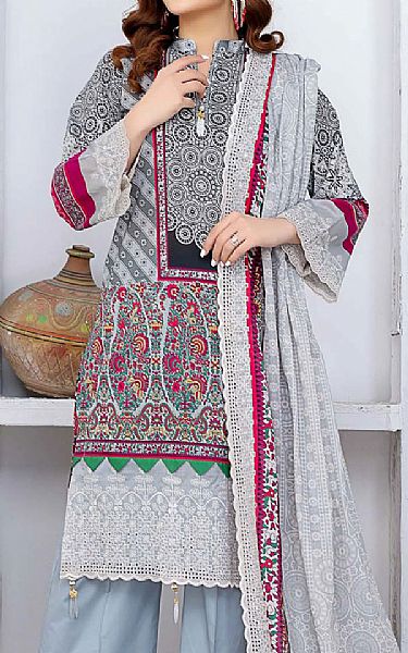 Riaz Arts Grey Lawn Suit | Pakistani Dresses in USA- Image 1
