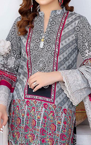 Riaz Arts Grey Lawn Suit | Pakistani Dresses in USA- Image 2