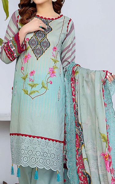 Riaz Arts Sky Blue/Light Cyan Lawn Suit | Pakistani Dresses in USA- Image 1