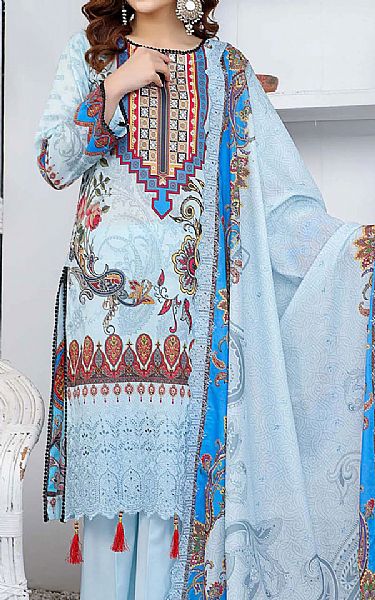 Riaz Arts Baby Blue Lawn Suit | Pakistani Dresses in USA- Image 1