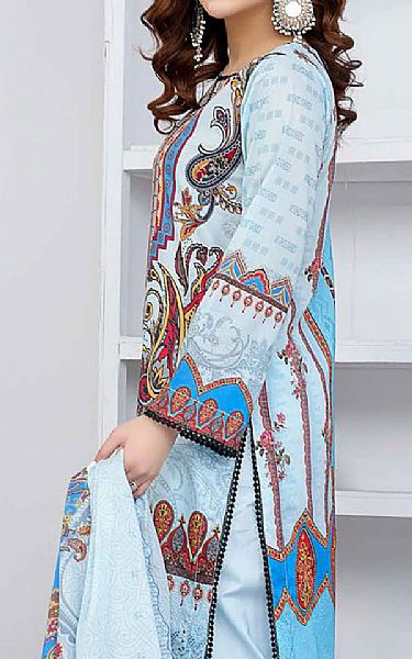 Riaz Arts Baby Blue Lawn Suit | Pakistani Dresses in USA- Image 2