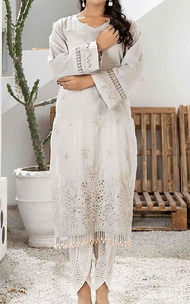 Riaz Arts Off-white Lawn Kurti | Pakistani Dresses in USA- Image 1