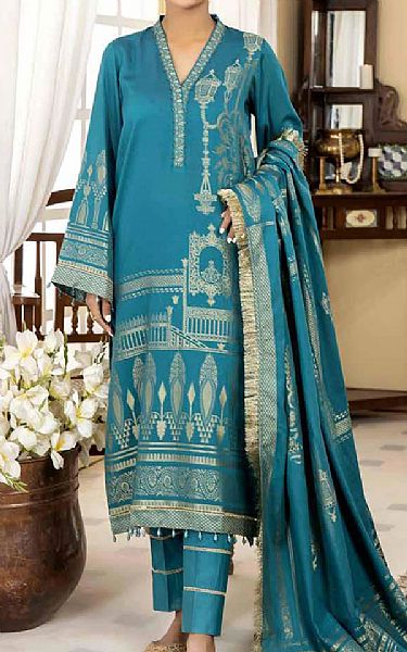Riaz Arts Electric Blue Lawn Suit | Pakistani Dresses in USA- Image 1
