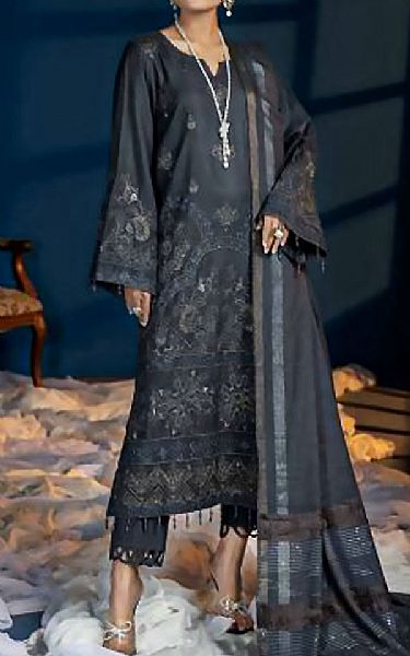 Riaz Arts Charcoal Leather Peach Suit | Pakistani Dresses in USA- Image 1