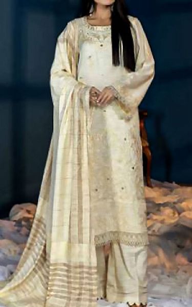Riaz Arts Off-white Leather Peach Suit | Pakistani Dresses in USA- Image 1