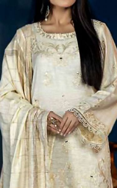 Riaz Arts Off-white Leather Peach Suit | Pakistani Dresses in USA- Image 2