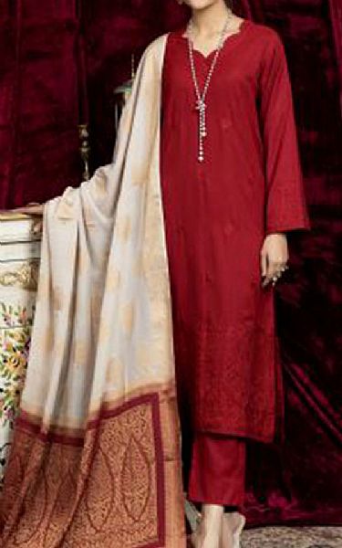 Riaz Arts Red Leather Suit | Pakistani Dresses in USA- Image 1