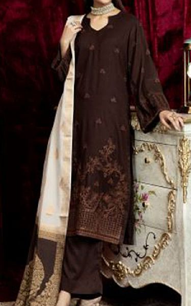 Riaz Arts Redwood Brown Leather Suit | Pakistani Dresses in USA- Image 1