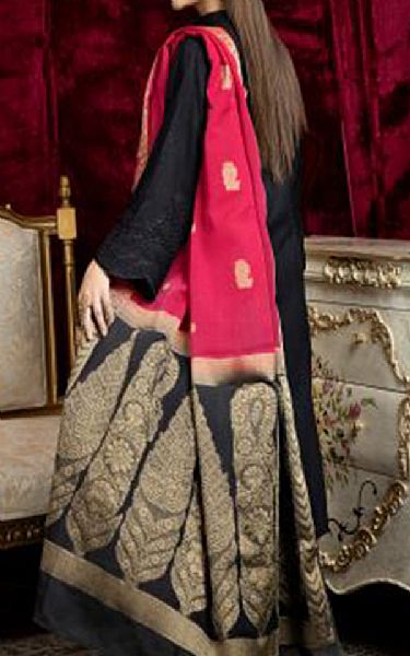 Riaz Arts Black Leather Suit | Pakistani Dresses in USA- Image 2