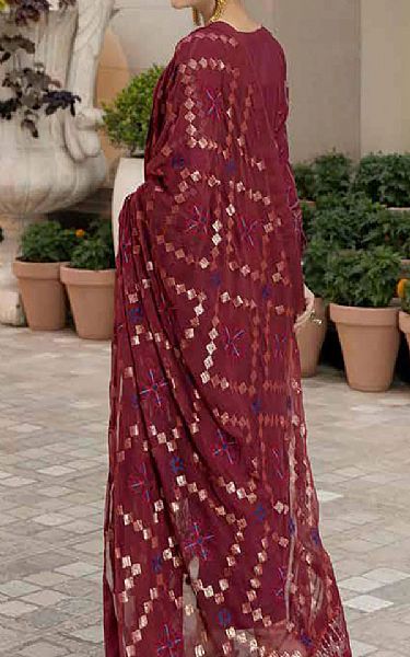 Riaz Arts Maroon Lawn Suit | Pakistani Dresses in USA- Image 2