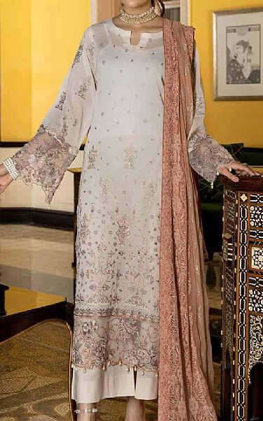 Riaz Arts Light Grey Lawn Suit | Pakistani Dresses in USA- Image 1