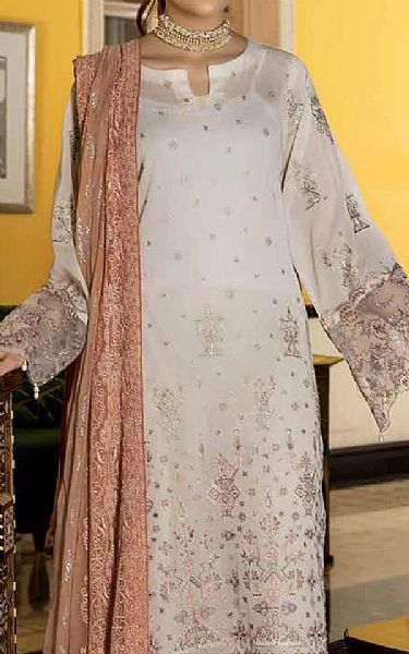Riaz Arts Light Grey Lawn Suit | Pakistani Dresses in USA- Image 2