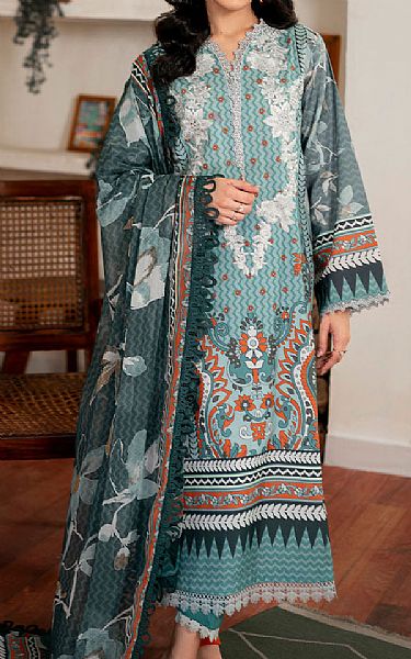 Roheenaz Light Turquoise Cambric Suit | Pakistani Winter Dresses in USA- Image 1