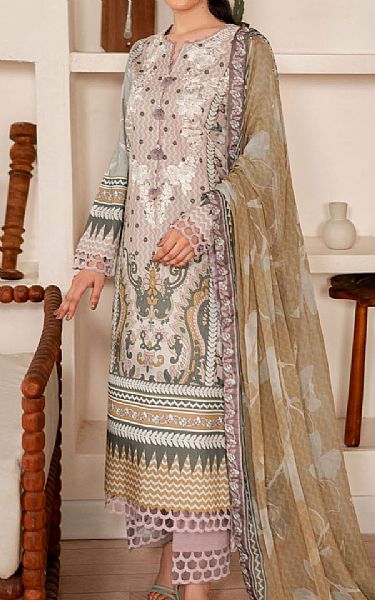 Roheenaz Grey/Pink Cambric Suit | Pakistani Winter Dresses in USA- Image 1