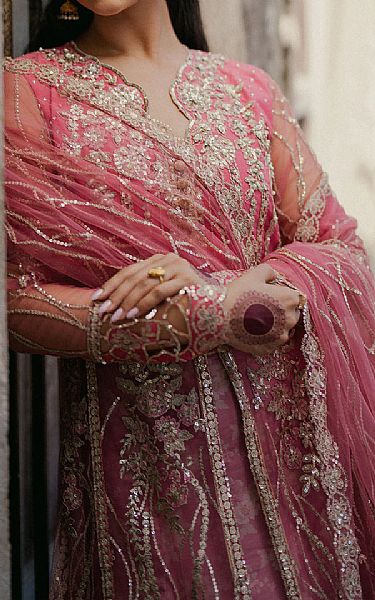 Roheenaz Tea Pink Net Suit | Pakistani Embroidered Chiffon Dresses USA- Image 2