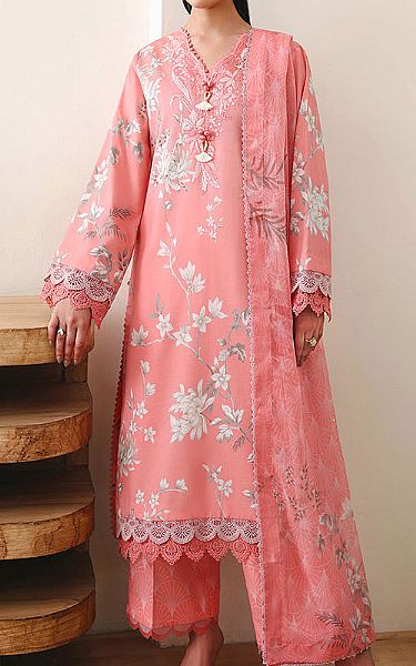 Roheenaz Peach Lawn Suit | Pakistani Lawn Dress in USA- Image 1