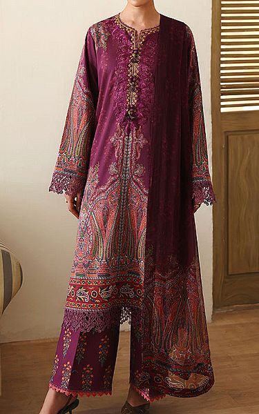 Roheenaz Magenta Lawn Suit | Pakistani Lawn Dress in USA- Image 1