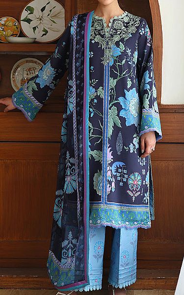 Roheenaz Navy Blue Lawn Suit | Pakistani Lawn Dress in USA- Image 1