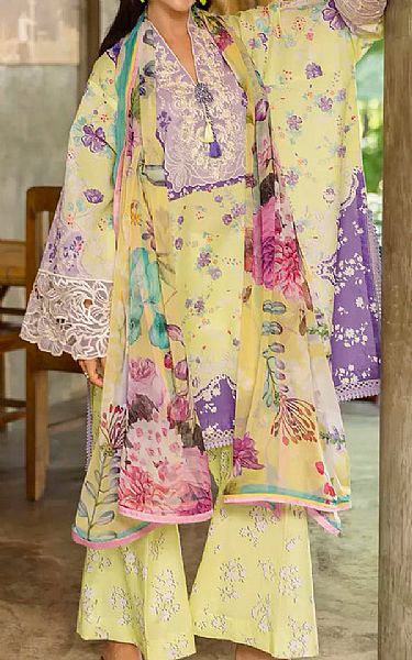 Roheenaz Light Yellow Lawn Suit | Pakistani Lawn Dress in USA- Image 1