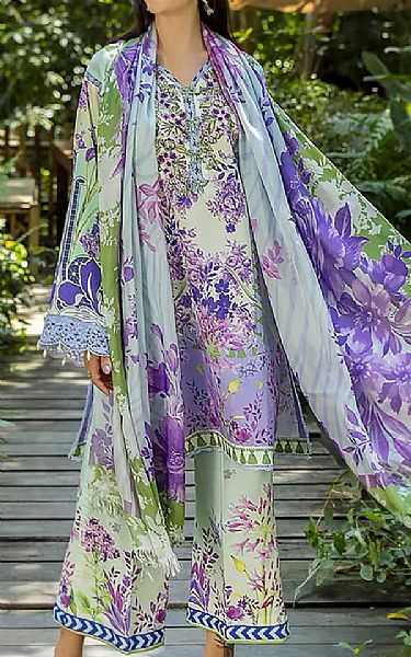 Roheenaz Green Mist/Purple Lawn Suit | Pakistani Lawn Dress in USA- Image 1