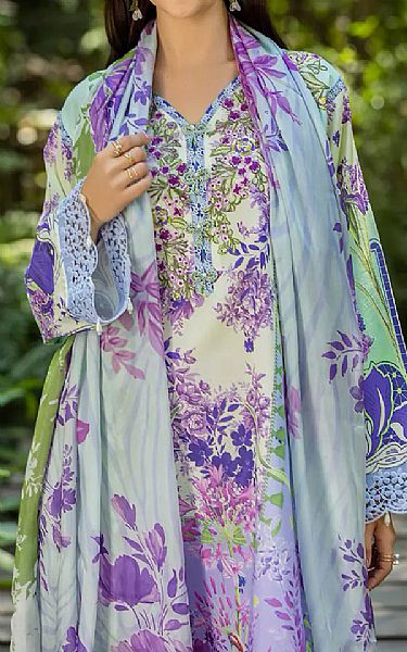 Roheenaz Green Mist/Purple Lawn Suit | Pakistani Lawn Dress in USA- Image 2