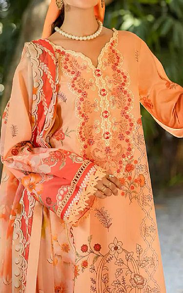 Roheenaz Peach Lawn Suit | Pakistani Lawn Dress in USA- Image 2