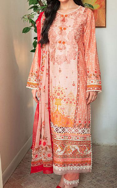 Roheenaz Pink/Peach Cambric Suit | Pakistani Winter Dresses in USA- Image 1