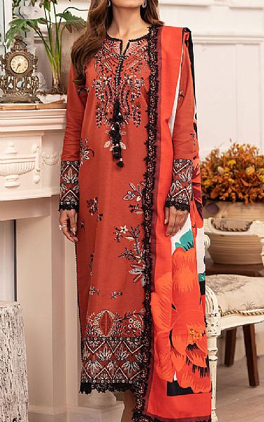 Roheenaz Coral Khaddar Suit | Pakistani Winter Dresses in USA- Image 1