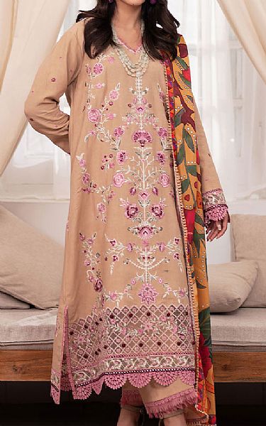Roheenaz Ivory/Pink Linen Suit | Pakistani Winter Dresses in USA- Image 1