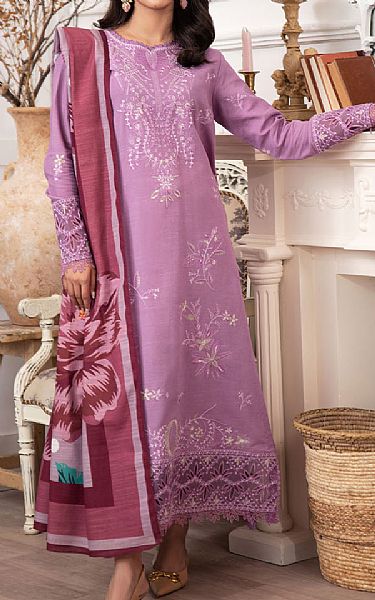 Roheenaz Lavender Khaddar Suit | Pakistani Winter Dresses in USA- Image 1