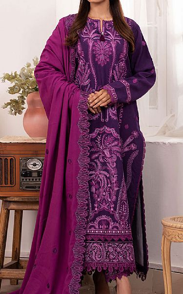 Roheenaz Purple Linen Suit | Pakistani Winter Dresses in USA- Image 1