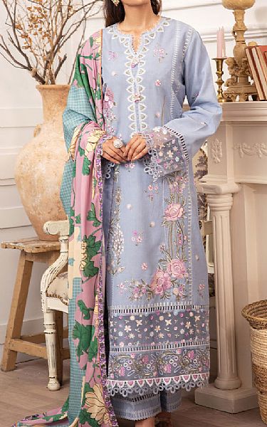 Roheenaz Baby Blue Linen Suit | Pakistani Winter Dresses in USA- Image 1