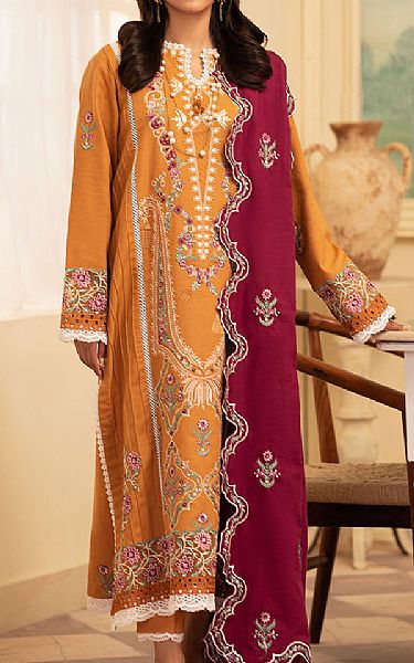 Roheenaz Mustard Khaddar Suit | Pakistani Winter Dresses in USA- Image 1