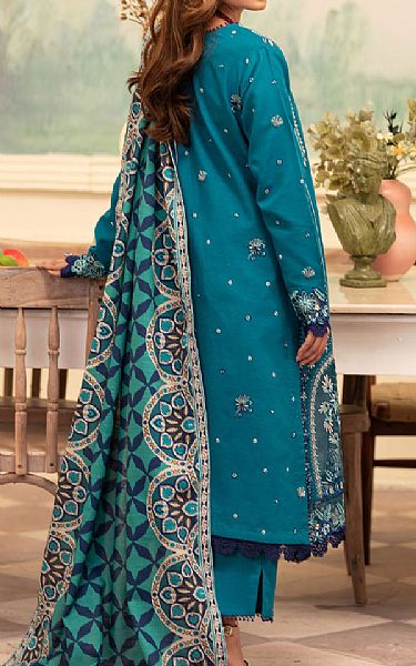 Roheenaz Dark Turquoise Khaddar Suit | Pakistani Winter Dresses in USA- Image 2