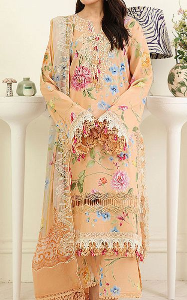 Roheenaz Peach Lawn Suit | Pakistani Lawn Dress in USA- Image 1