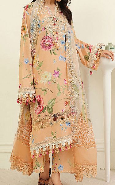Roheenaz Peach Lawn Suit | Pakistani Lawn Dress in USA- Image 2