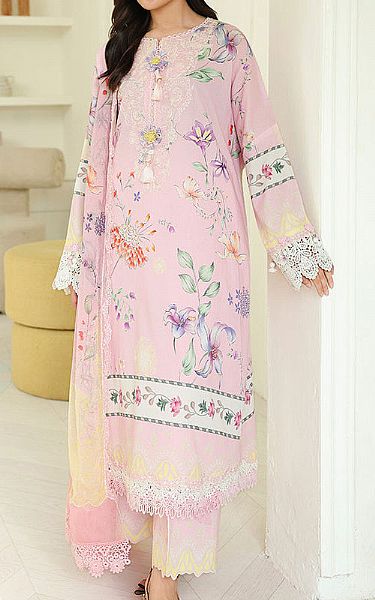 Roheenaz Baby Pink Lawn Suit | Pakistani Lawn Dress in USA- Image 1