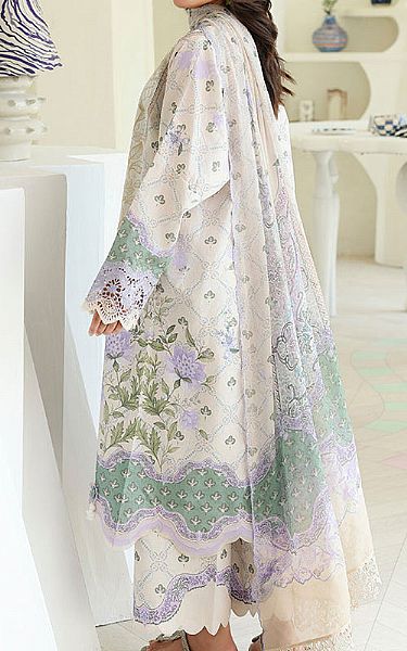 Roheenaz White/Lilac Lawn Suit | Pakistani Lawn Dress in USA- Image 2
