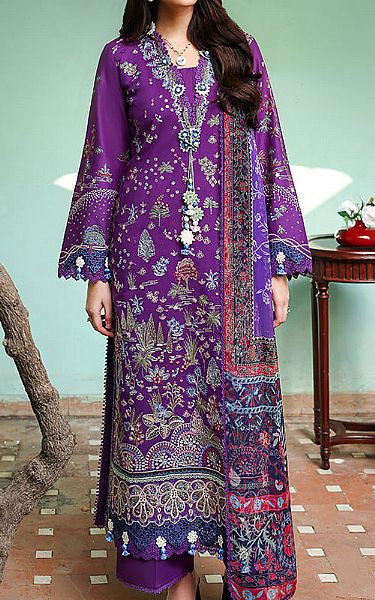Roheenaz Purple Lawn Suit | Pakistani Lawn Dress in USA- Image 1